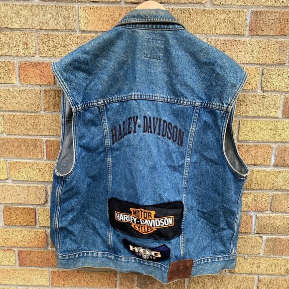 Vintage 1971 Embroidered Harley Davidson Biker Blues Denim Jacket XL Blue - Picture 9 of 9